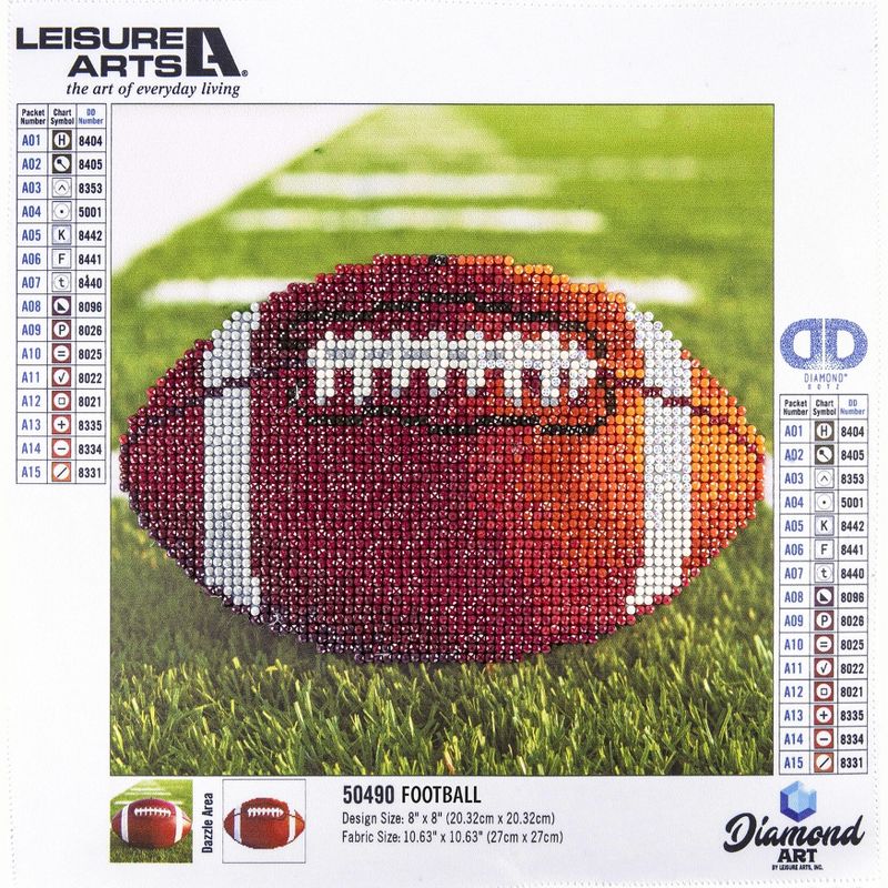 Leisure Arts Sparkle Art Diamond Paint Kit 10.63"X10.63"-Football