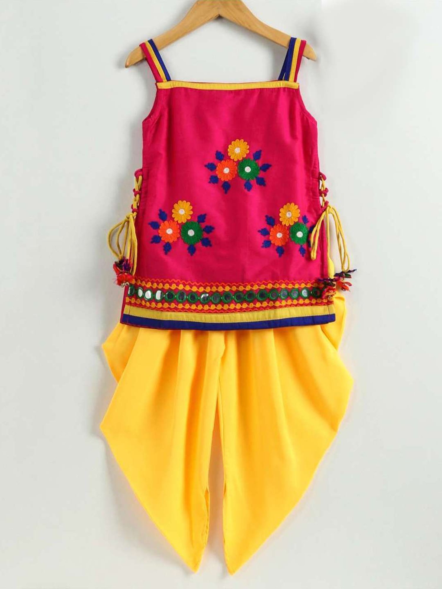 TWISHA Kids Pink & Blue Embroidered Top Set