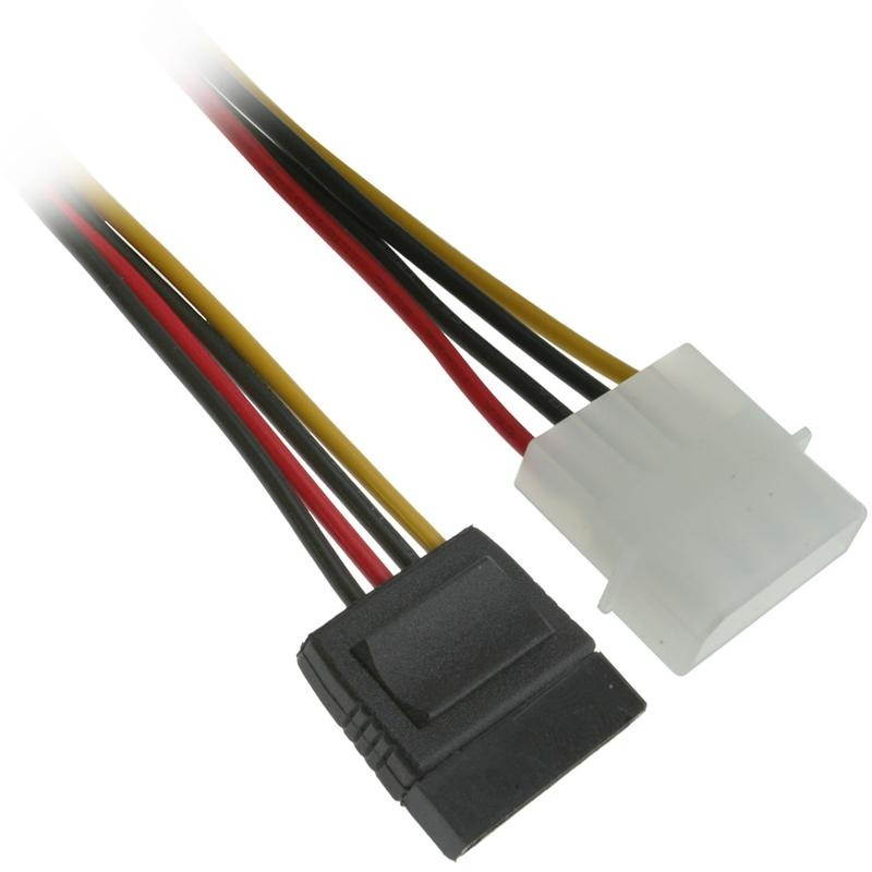 6 Inch Serial ATA SATA Power Cable - Connecting to Hard Drives, CD-ROM's, CD-RW's, Fans and More - Connects Any SATA Hard Drive to a Standard 4-pin LP4 Internal Power Connector