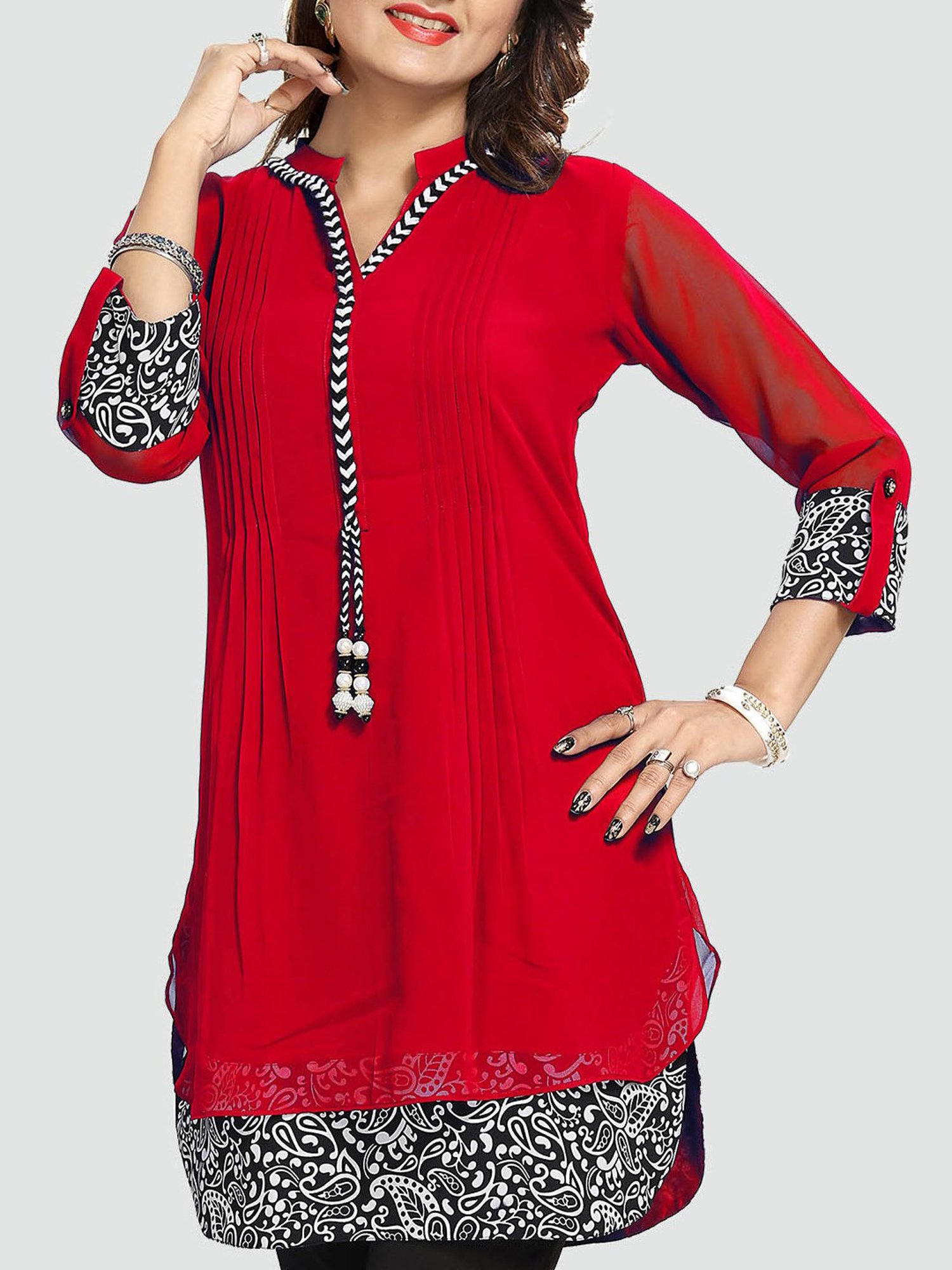 Saree Swarg Red Embellished Tunic