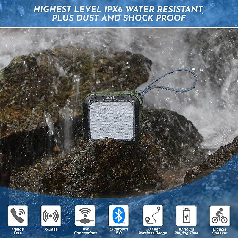 Bluetooth Speakers Portable Wireless Shower Speaker Waterproof IPX6 Shockproof Loud Bass Volume with Small Durable Design Perfect for Bathroom Travel Car Home by  SoundFit Black