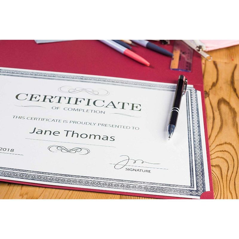 Sustainable Greetings 25-Count Metallic Silver Foil Blank Award Certificates Paper Sheets, A4 Letter Size 11 x 8.5 in