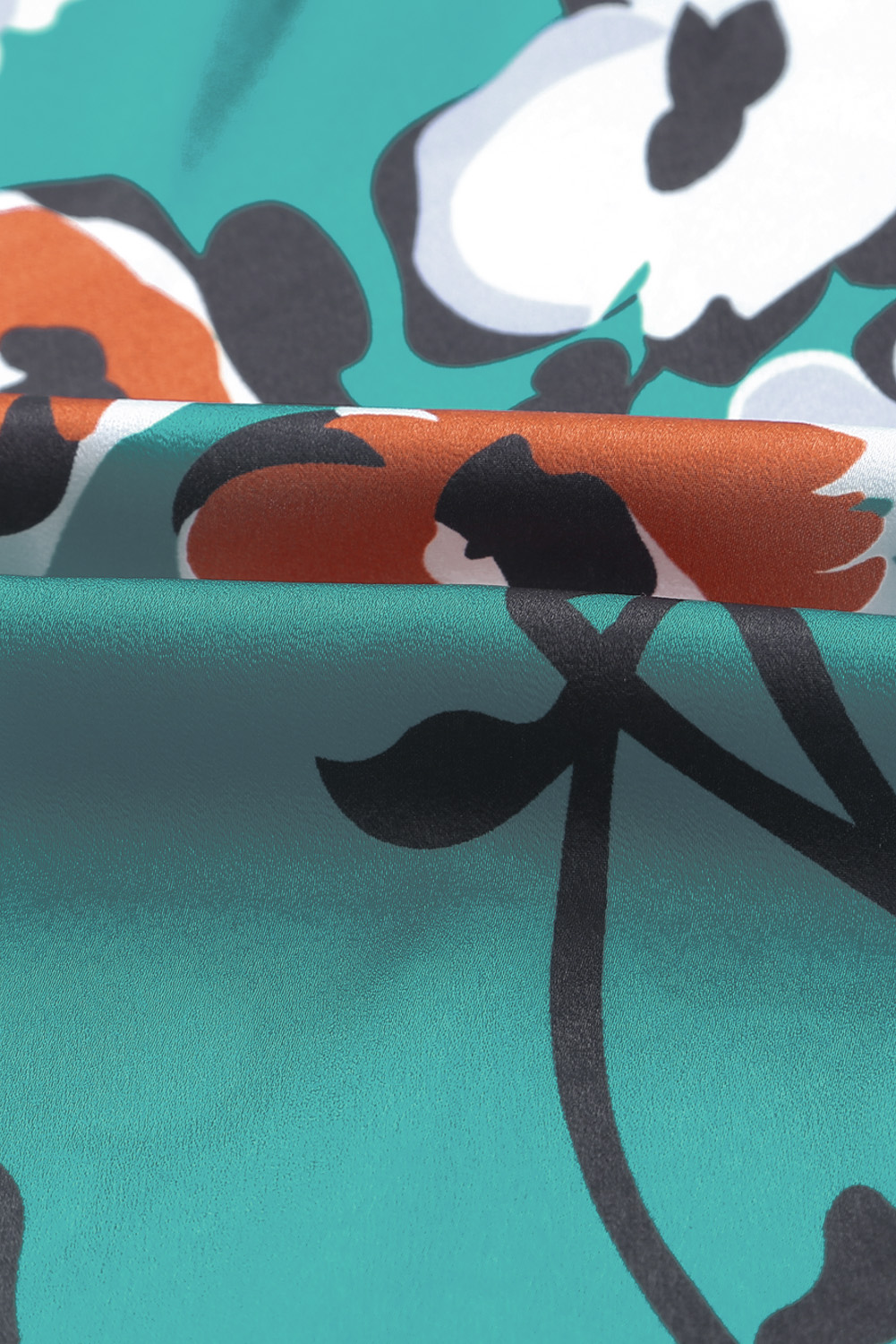 One World Apparel Jacquard Square Neck Short Sleeve Ivory Multi Floral Print Top