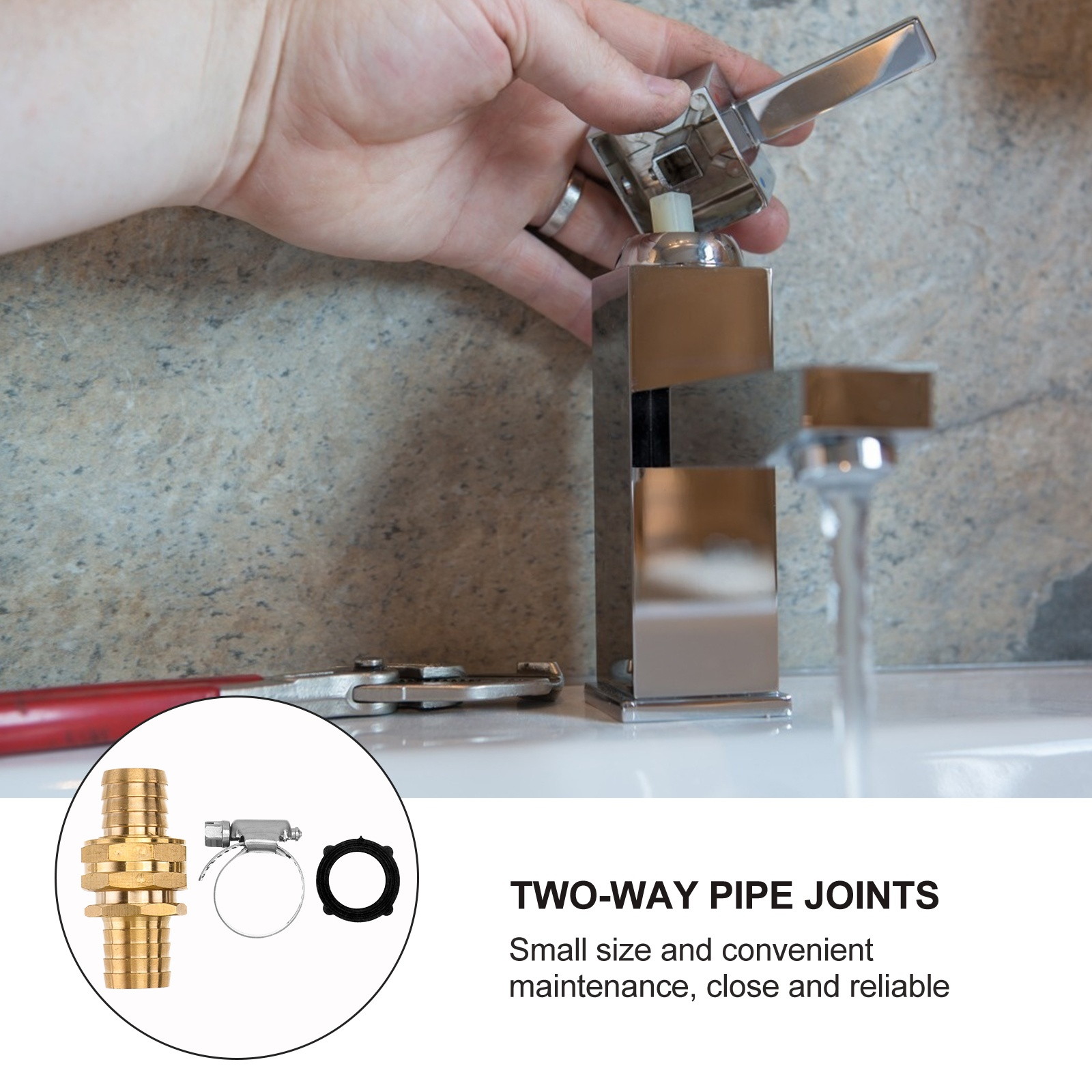 3 Pairs Water Pipe Copper Joint Reliable Two-way Pipe Accessory Water Pipe Connector