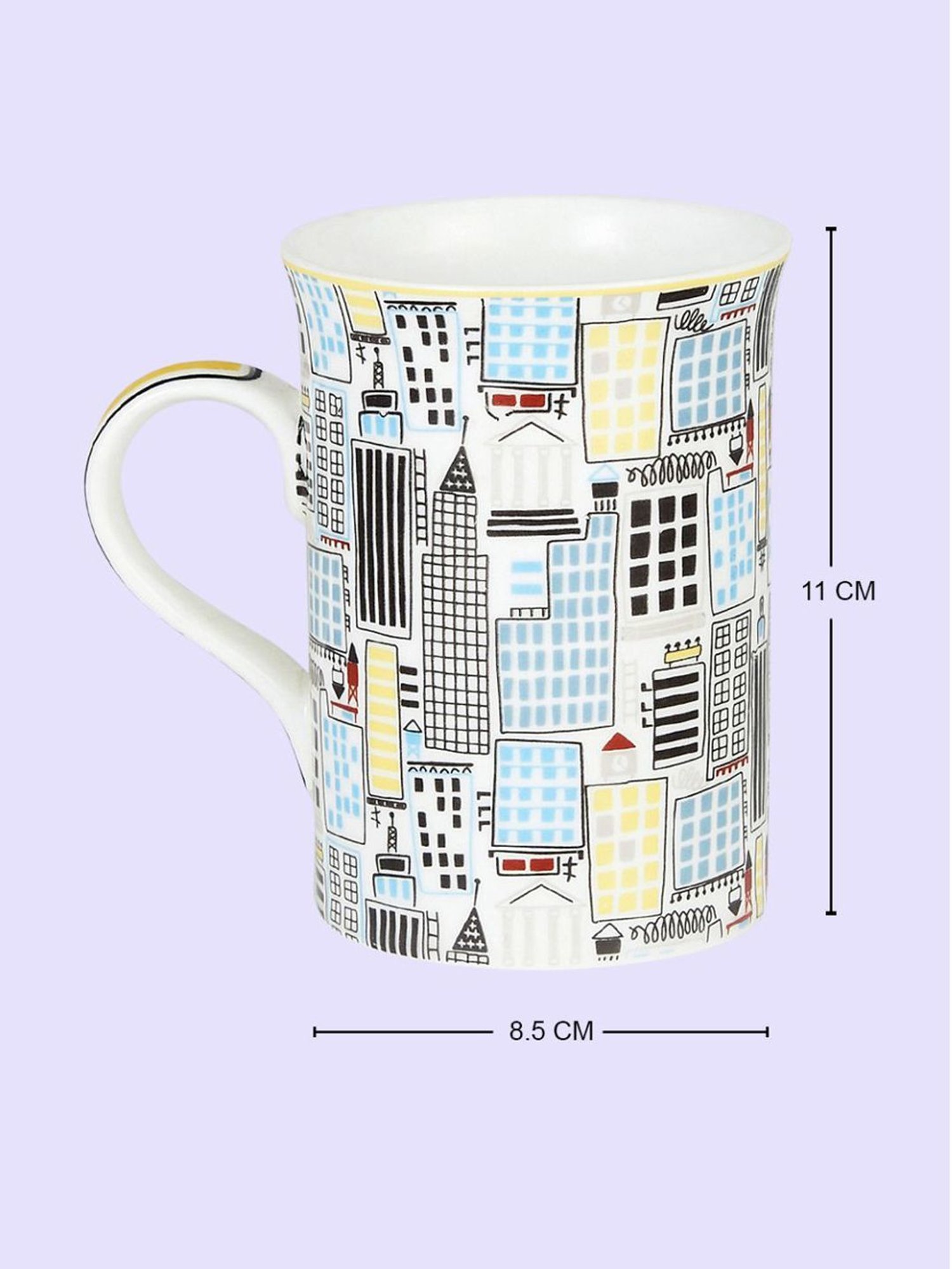 Living Scapes by Pantaloons Multicolor Bone China Tea Coffee Mugs (0.3 L)