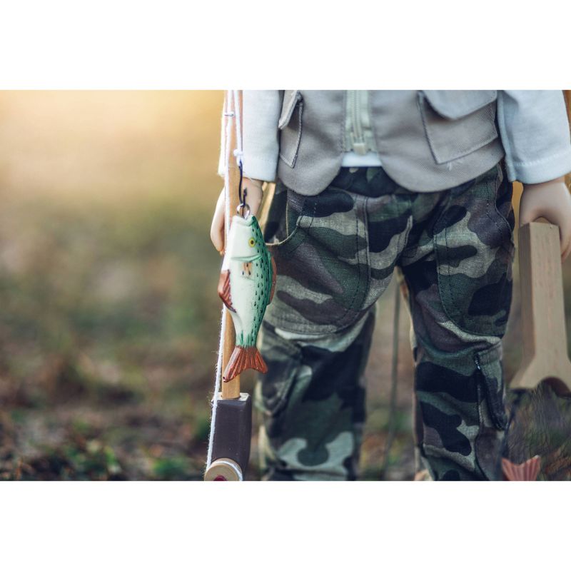 The Queen's Treasures 18 Inch Doll Fishing Adventure Accessories, Pole, Net, Wood Creel, Pail, 3 Fish