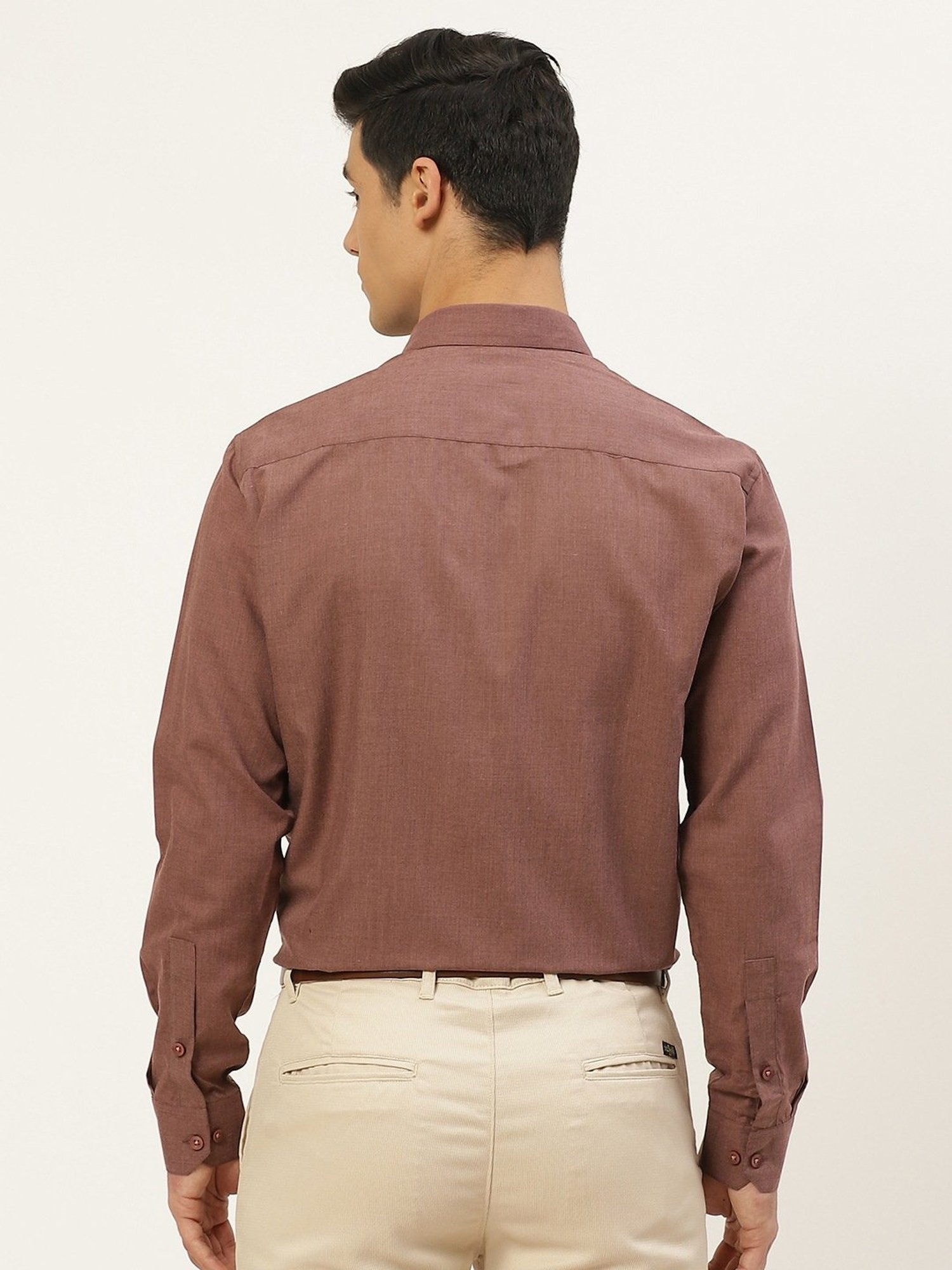 Sojanya Brown Cotton Regular Fit Self Pattern Shirt