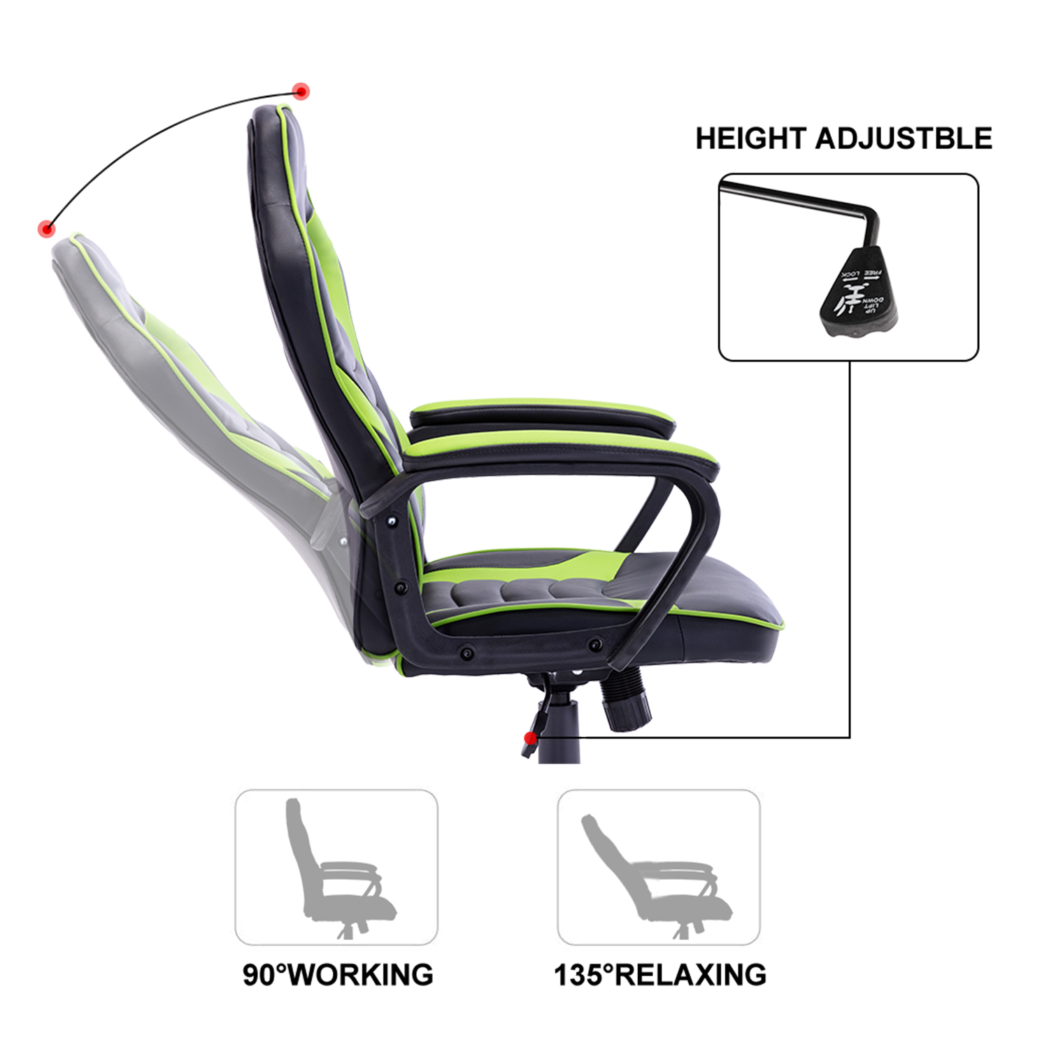 Gaming Chair Ergonomic Leather Recliner Racing Computer Chair High Back Adjustable Swivel Executive office Desk Chair E-Sport Video Game Chair with Lumbar Support