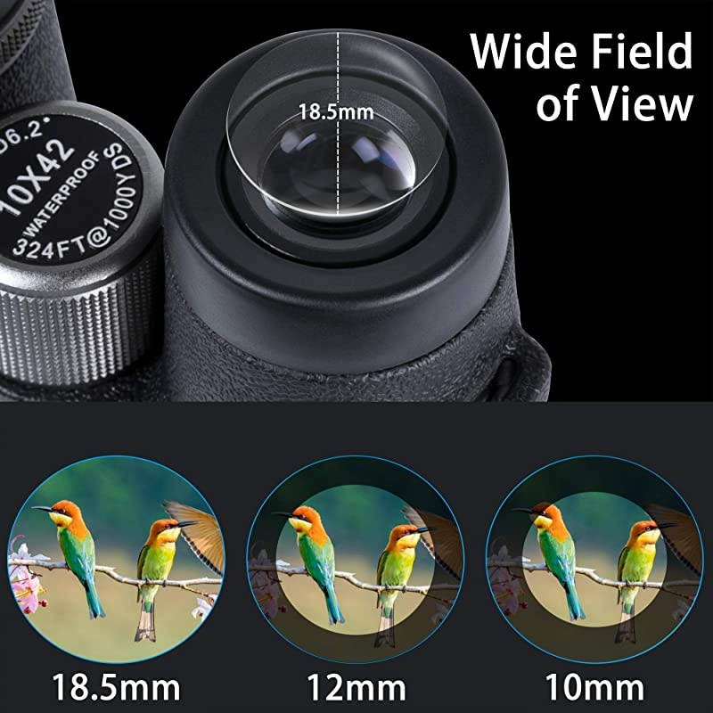 10x42 Binoculars for Adults Compact Waterproof Fog-Proof Binoculars for Bird Watching Concert Hunting Traveling Sports-BAK4 Prism SMC Lens-with Phone Mount Strap Carrying Bag