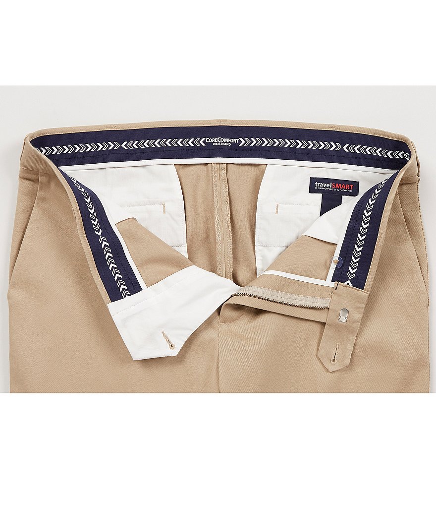 Roundtree & Yorke TravelSmart CoreComfort Non-Iron Pleated Classic/Relaxed Fit Chino Pants