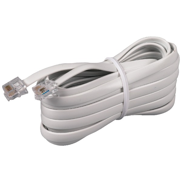 Phone Line Cord, White (15 Ft.)