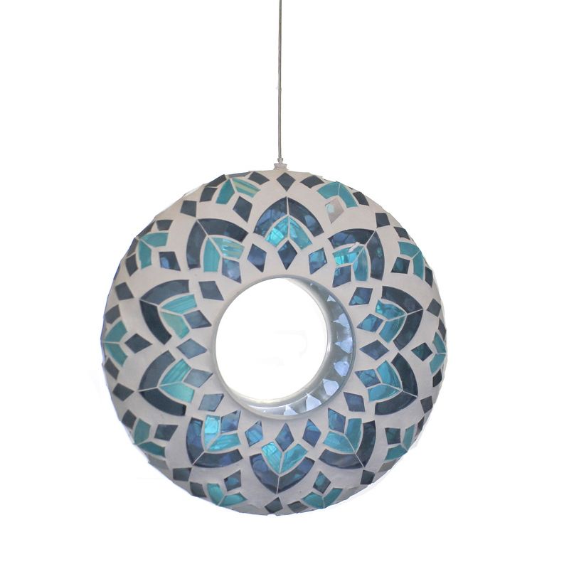 Home & Garden 9.25" Circle Mosaic Glass Bird Feeder Hang Loop Evergreen Enterprises Inc  -  Bird Feeders