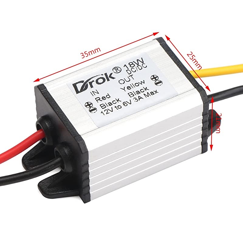 90597 Car Power Converter DC 9V-22V 12V to DC 6V Buck Voltage Regulator 3A 18W Waterproof High Efficiency Step Down Volt Module Power Supply