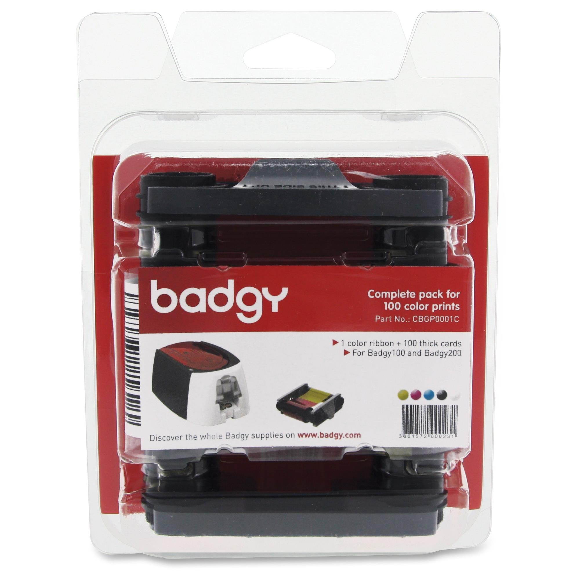 Evolis, Inc CBGP0001C Badgy 100/200 Consumable Pack Color ribbon, 100 30mil cards