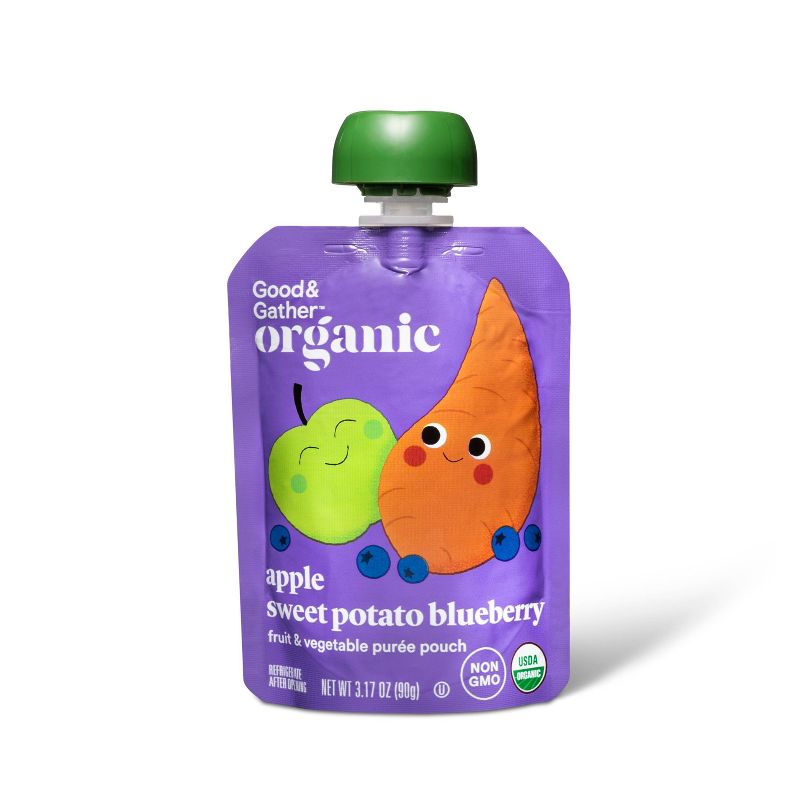 Organic Applesauce Pouches - Apple Sweet Potato Blueberry - 12ct - Good & Gather™