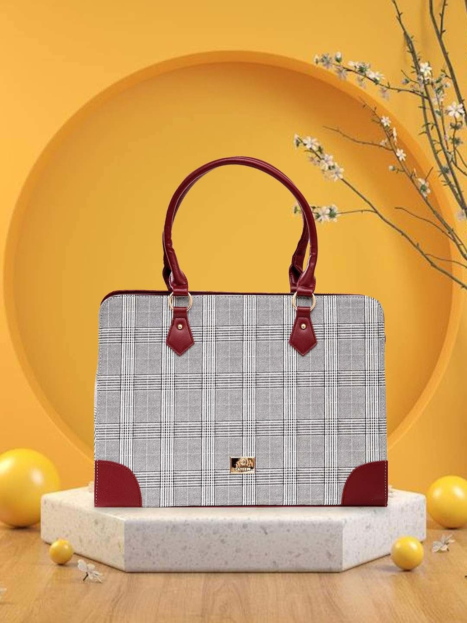 Caprese REMI Grey & Maroon Faux Leather Large Messenger Bag