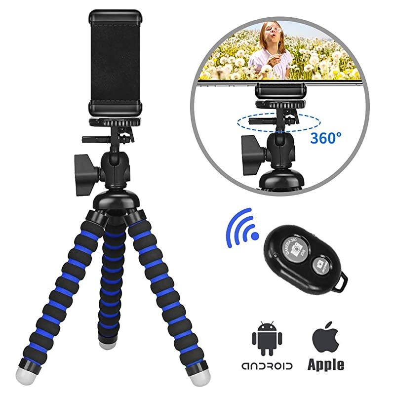 TripodiTripod Portable Flexible Camera Stand Mini Holder with Wireless Remote Shutter and Universal Clip for Android Cell Samsung Sports Camera GoPro