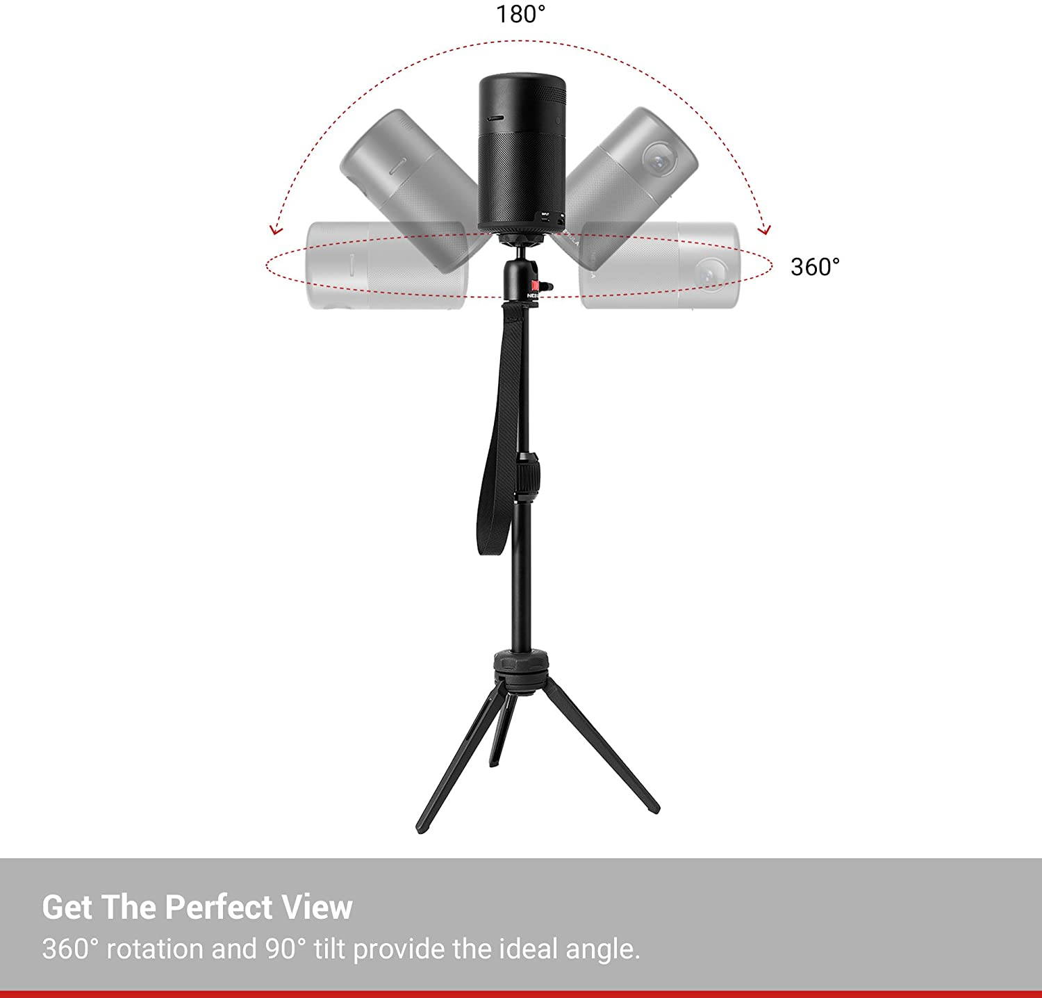 Anker Nebula Capsule Series Adjustable Tripod Stand, Compact, Aluminum Alloy Portable Projector Stand for Capsule, Capsule Max, and Capsule II with Universal Mount and Swivel Ball Head