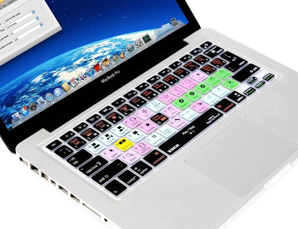 XSKN Macbook Shortcuts Design Series Adobe Hotkey Macbook Hot keys Silicone Laptop Keyboard Skin Cover for Macbook 13" Macbook 13" 15" 17", US&European Layout (Final Cut Pro X)