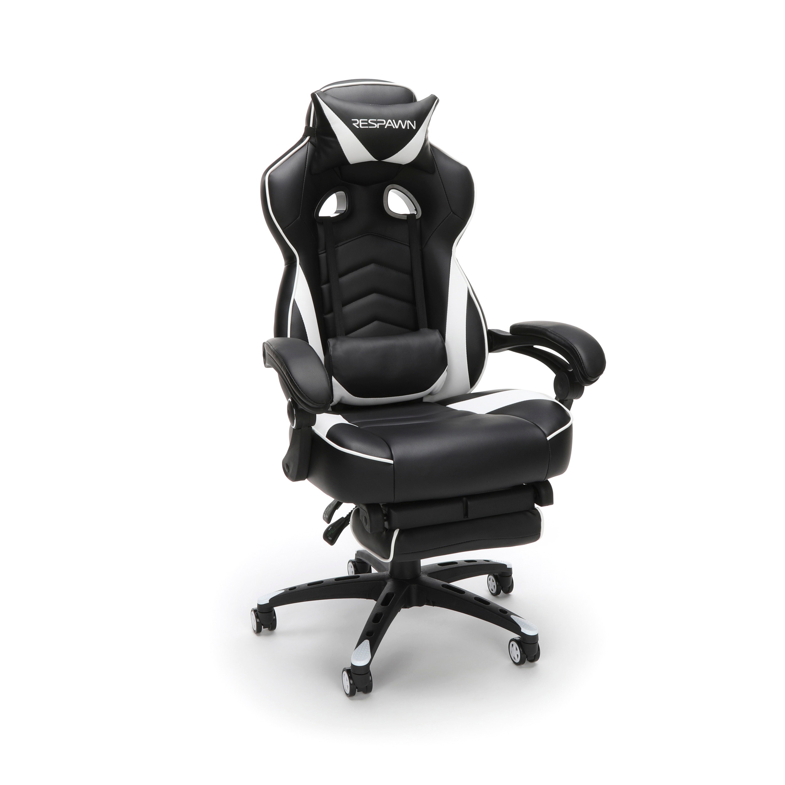 RESPAWN 110 Racing Style Gaming Chair, Reclining Ergonomic Leather Chair with Footrest, in White (RSP-110-WHT)