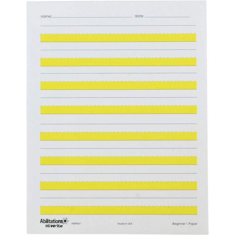 Abilitations Hi-Write Beginner Paper, Level 1, pk of 100 Sheets