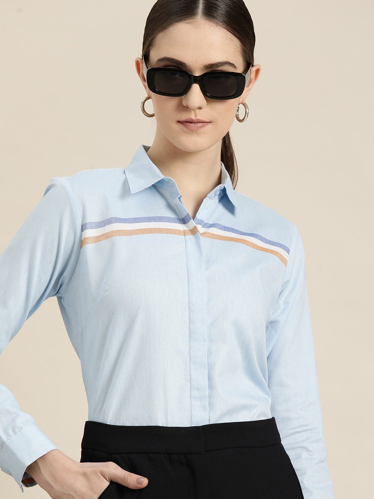 Hancock Blue Cotton Striped Shirt