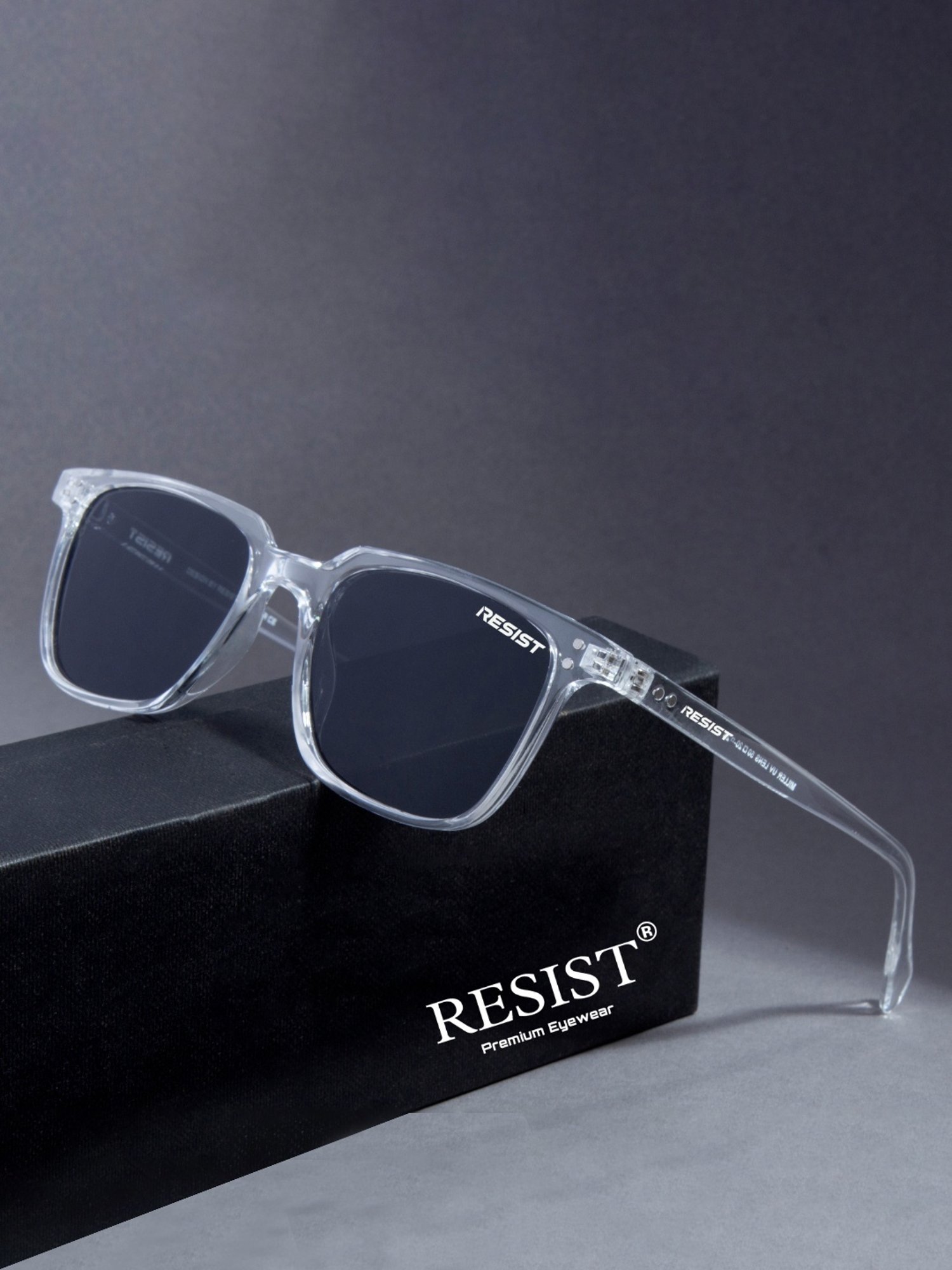 Resist Eyewear Black Wayfarer uv protected Unisex Sunglasses