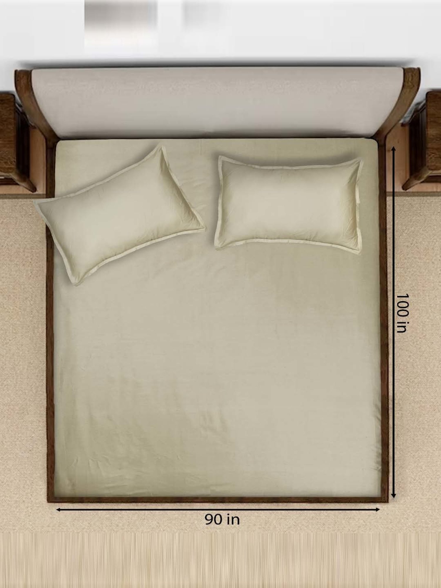 Saral Home Sheen Shine Beige 300 TC Cotton Queen Bedsheet with 2 Pillow Covers