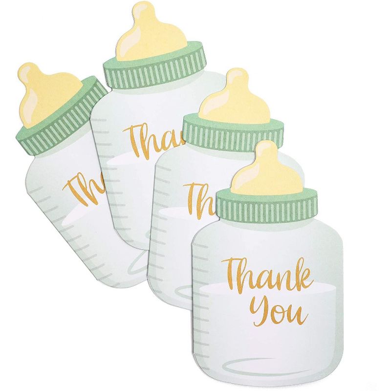 36-Pack Baby Bottle Shaped Thank You Cards Notes with Envelopes for Boy Baby Shower & Birthday Party, Blue