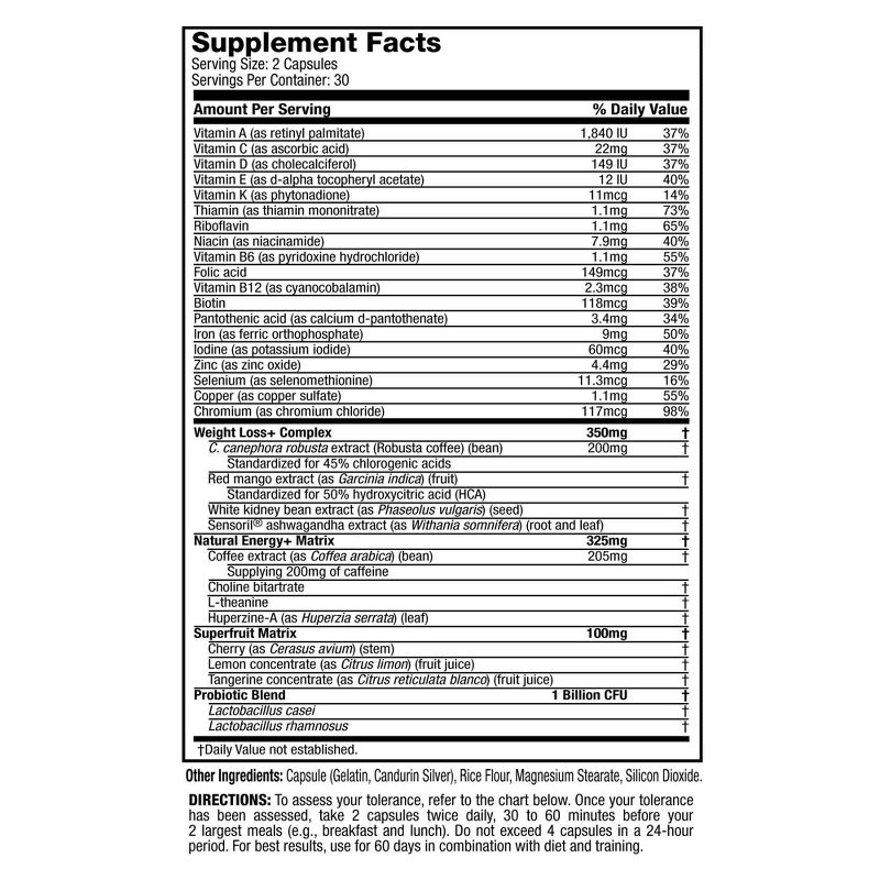 Hydroxycut Platinum Weight Loss Plus Probiotics & Vitamins Dietary Supplement Capsules - 60ct