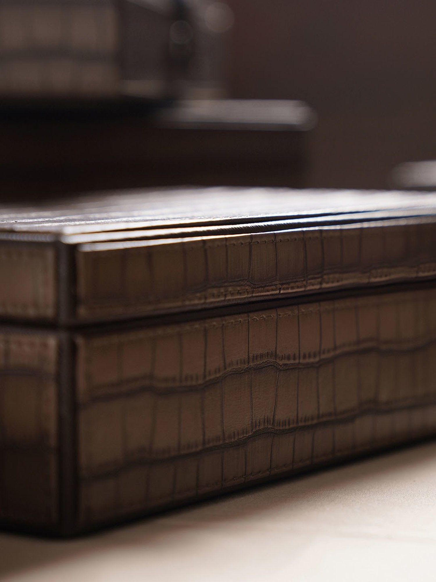Pure Home and Living Brown Leather Storage Boxes