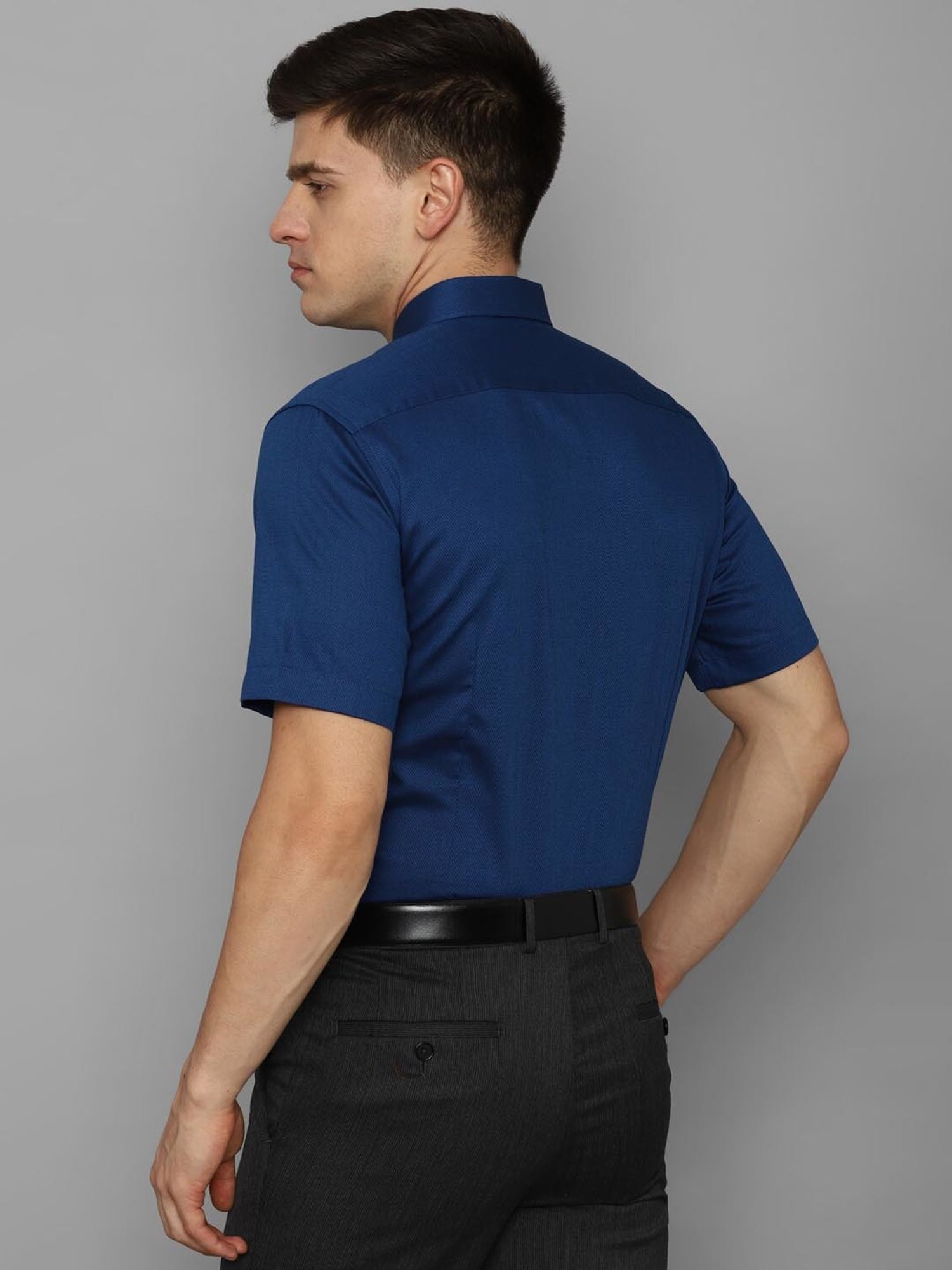 Sojanya Blue Cotton Regular Fit Self Pattern Shirt