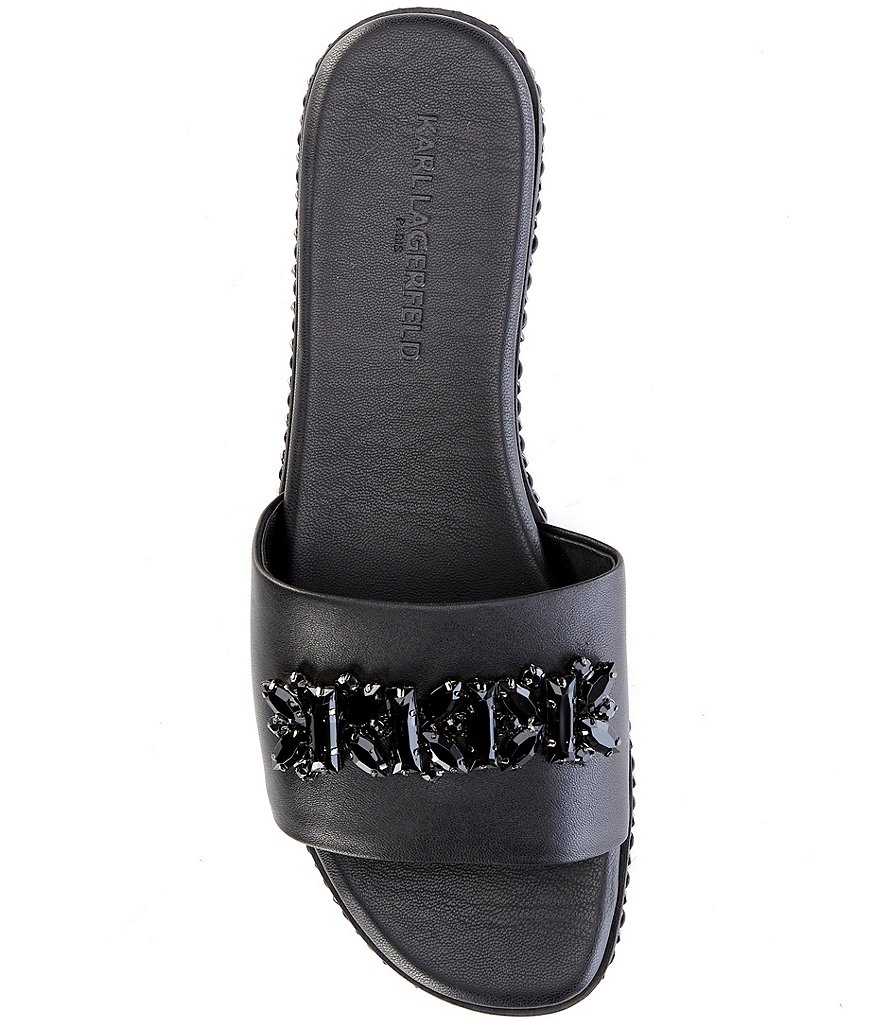 KARL LAGERFELD PARIS Bijou Leather Bling Slides