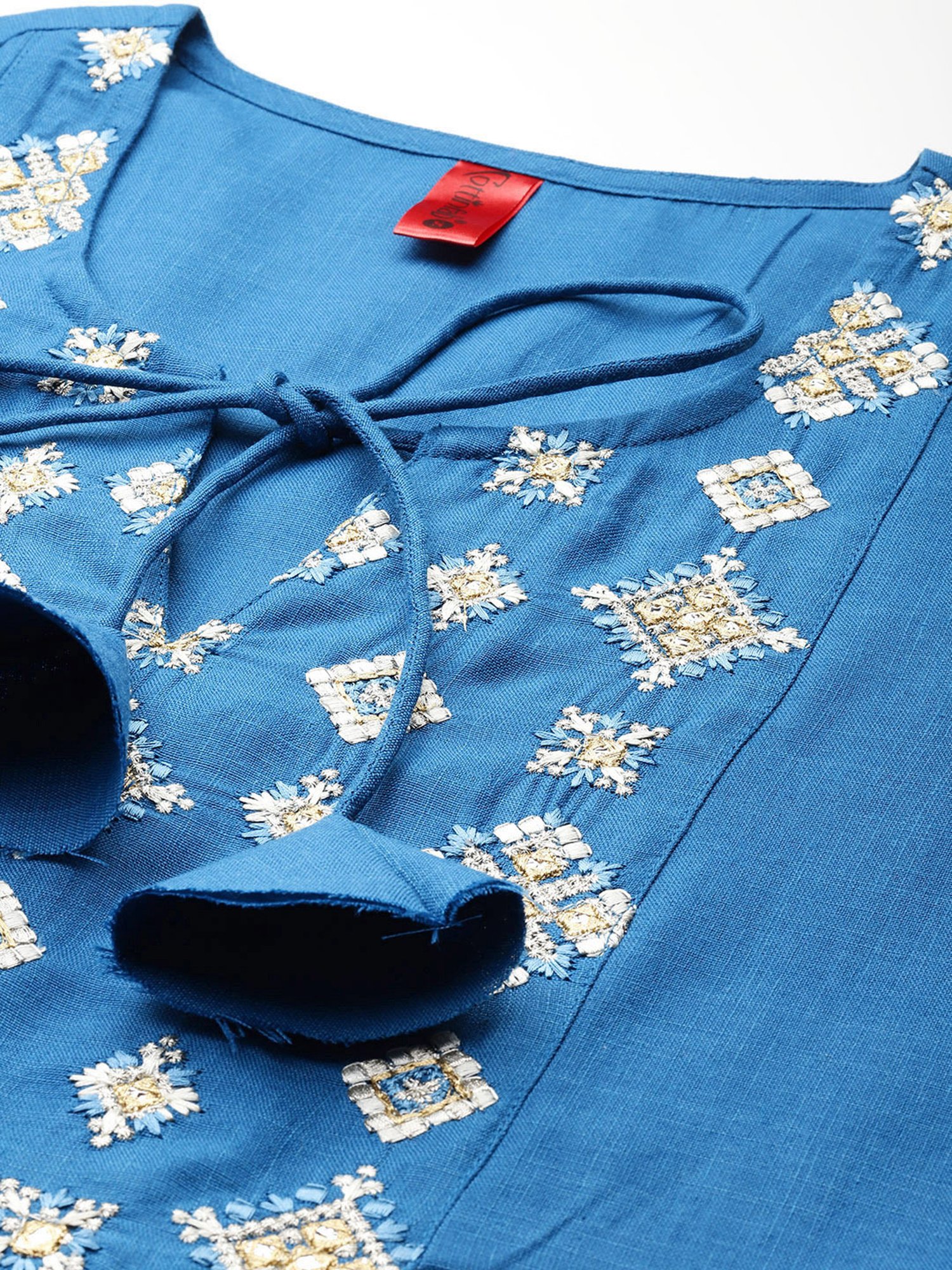 Cottinfab Blue Embroidered Top