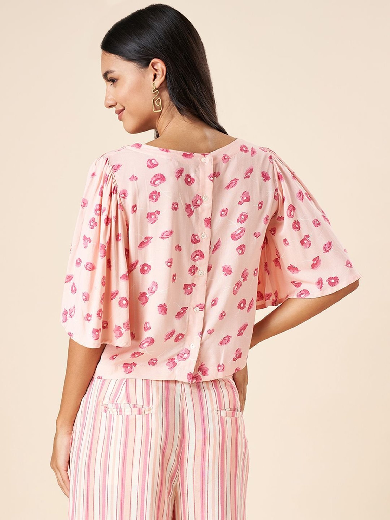 Akkriti by Pantaloons Blush Pink Printed Top