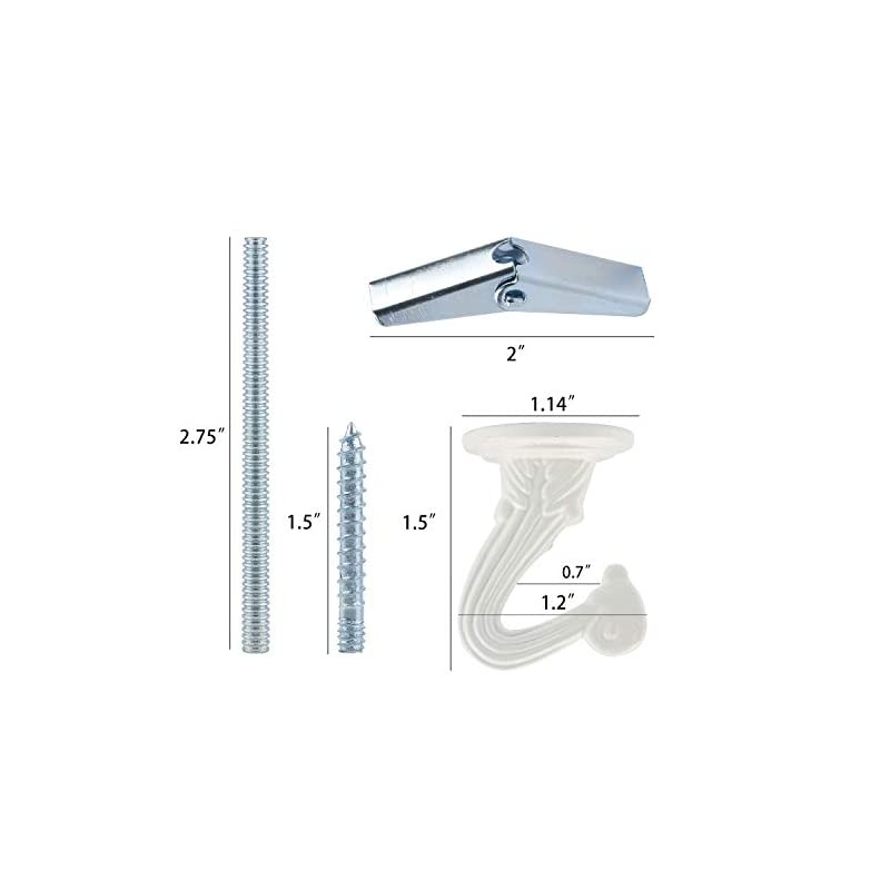 Sets Ceiling Hooks - Heavy Duty Swag Hook with Steel Screws Bolts and Toggle Wings for Hanging Plants Ceiling Installation Cavity Wall Fixing White