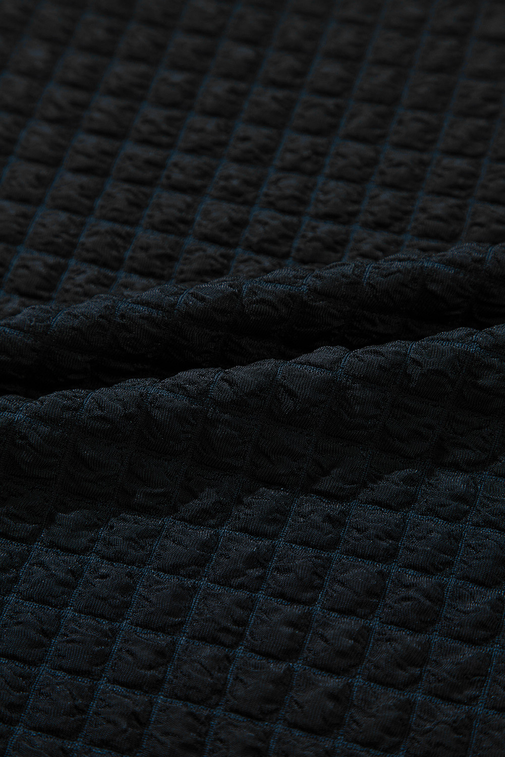 Green Solid Color Quilted Long Sleeve Top and Wide Leg Pants Set