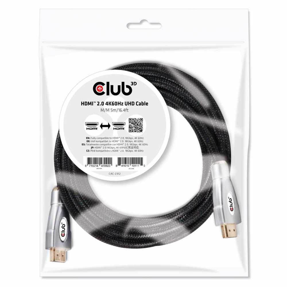 Club3D CAC-2312 HDMI 2.0 4K60Hz UHD Cable 5m/16.40ft Male/Male