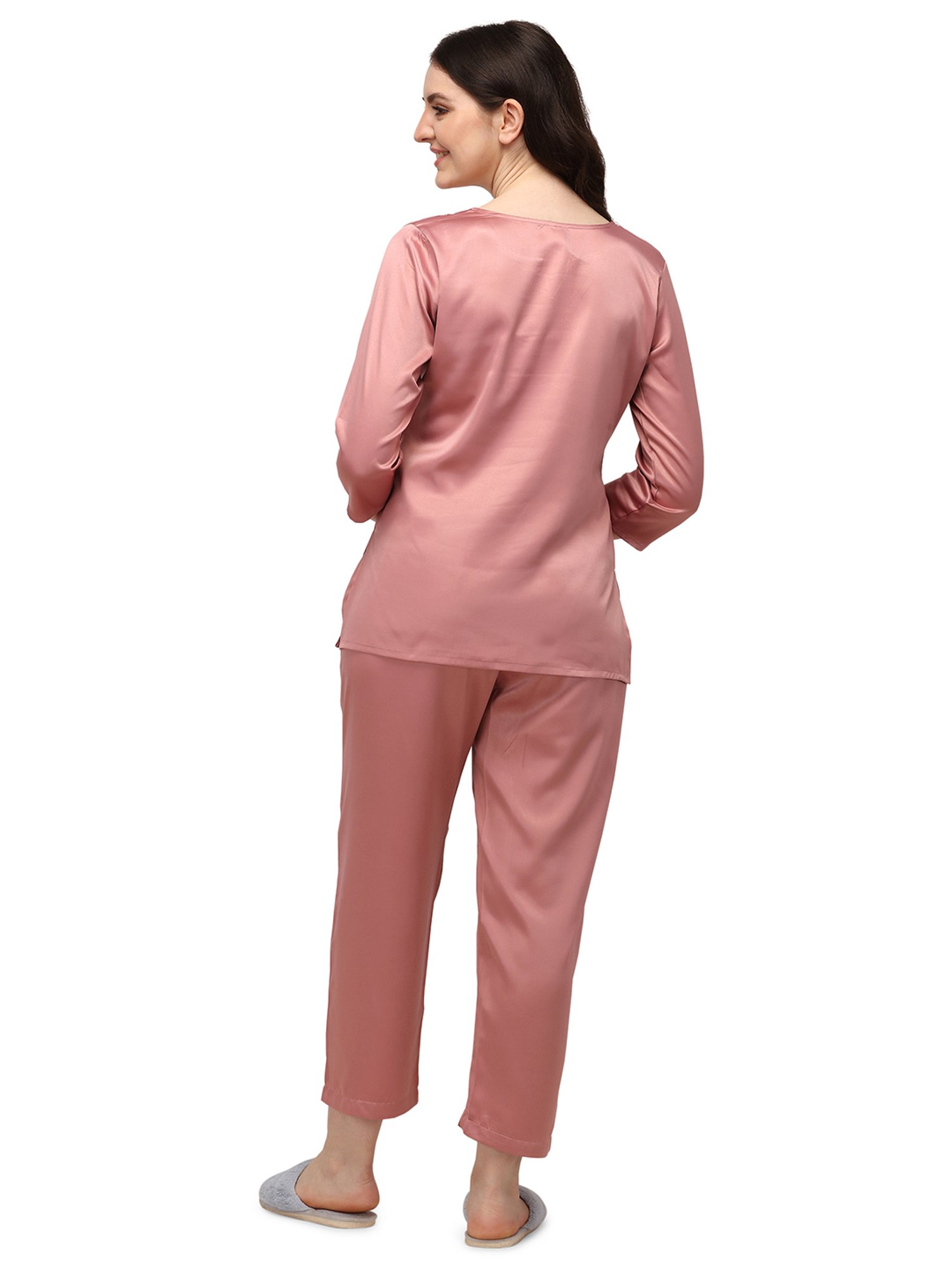 Smarty Pants Light Pink Satin  Top With Pyjamas
