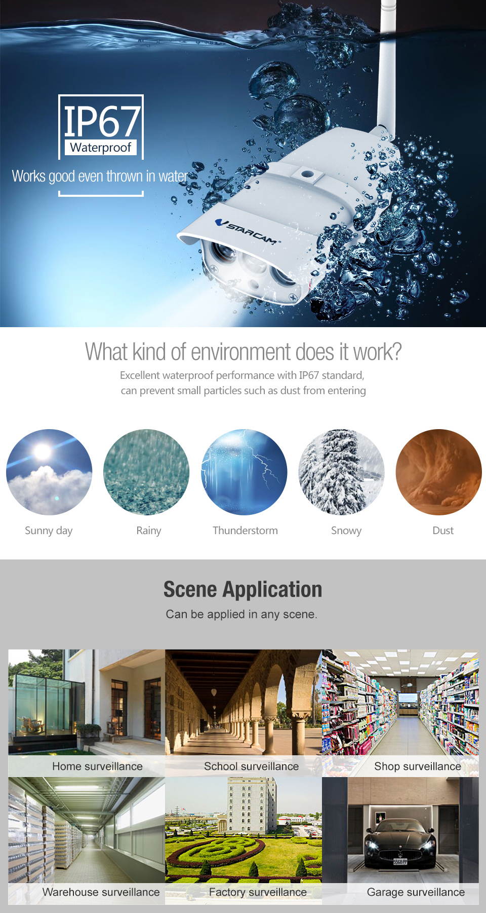 VStarcam C16S Outdoor Security Camera, 1080P WiFi Camera Wireless Surveillance Cameras, IP Camera with IP67 Waterproof, Night Vision, Motion Detection Support 128G TF Card