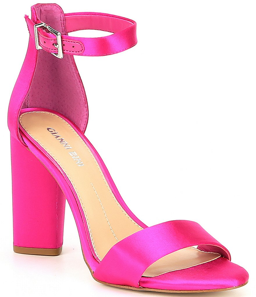 Gianni Bini Joenah Satin Ankle Strap Block Heel Dress Sandals
