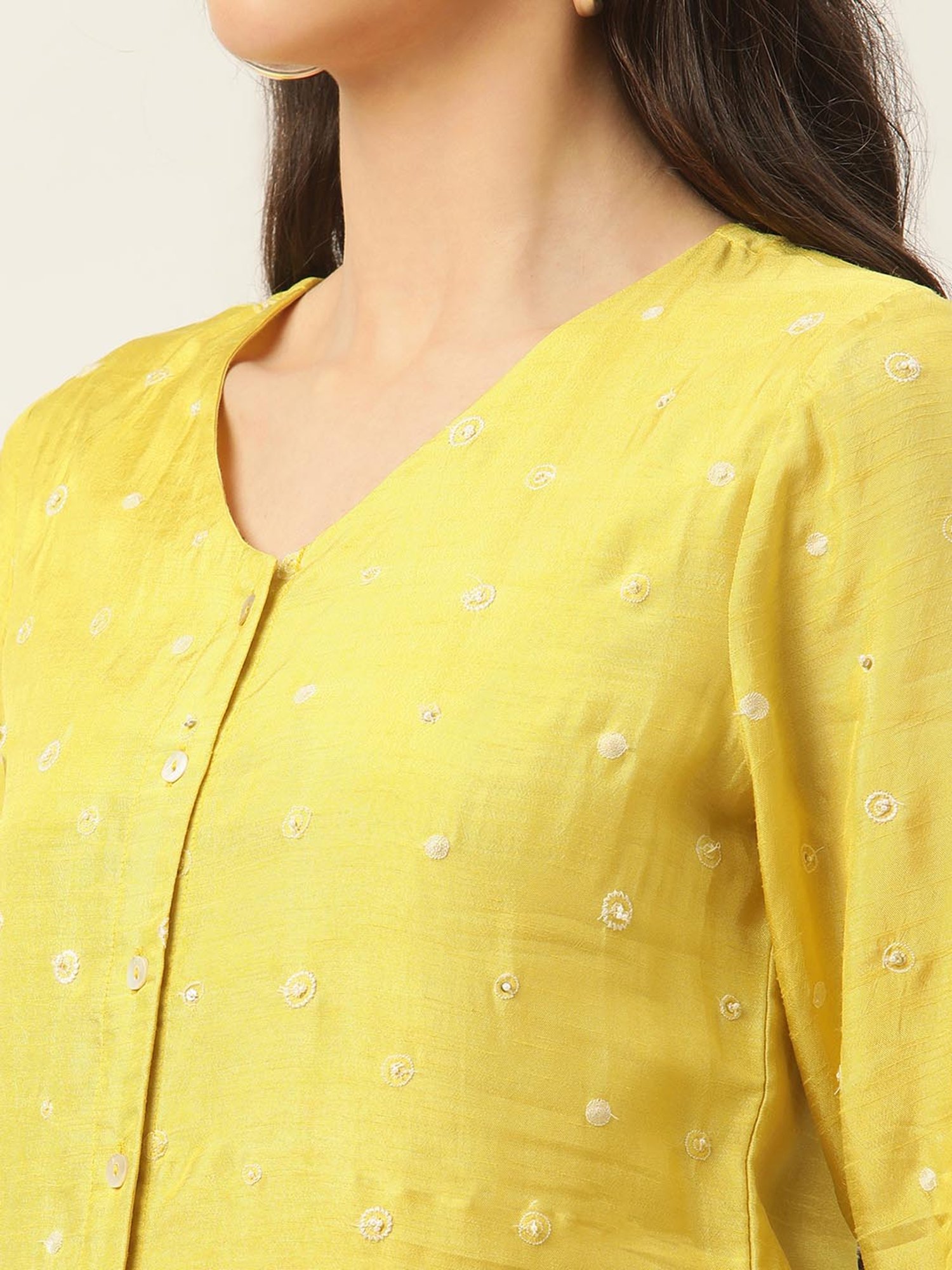Rooted Yellow Embroidered Shirt