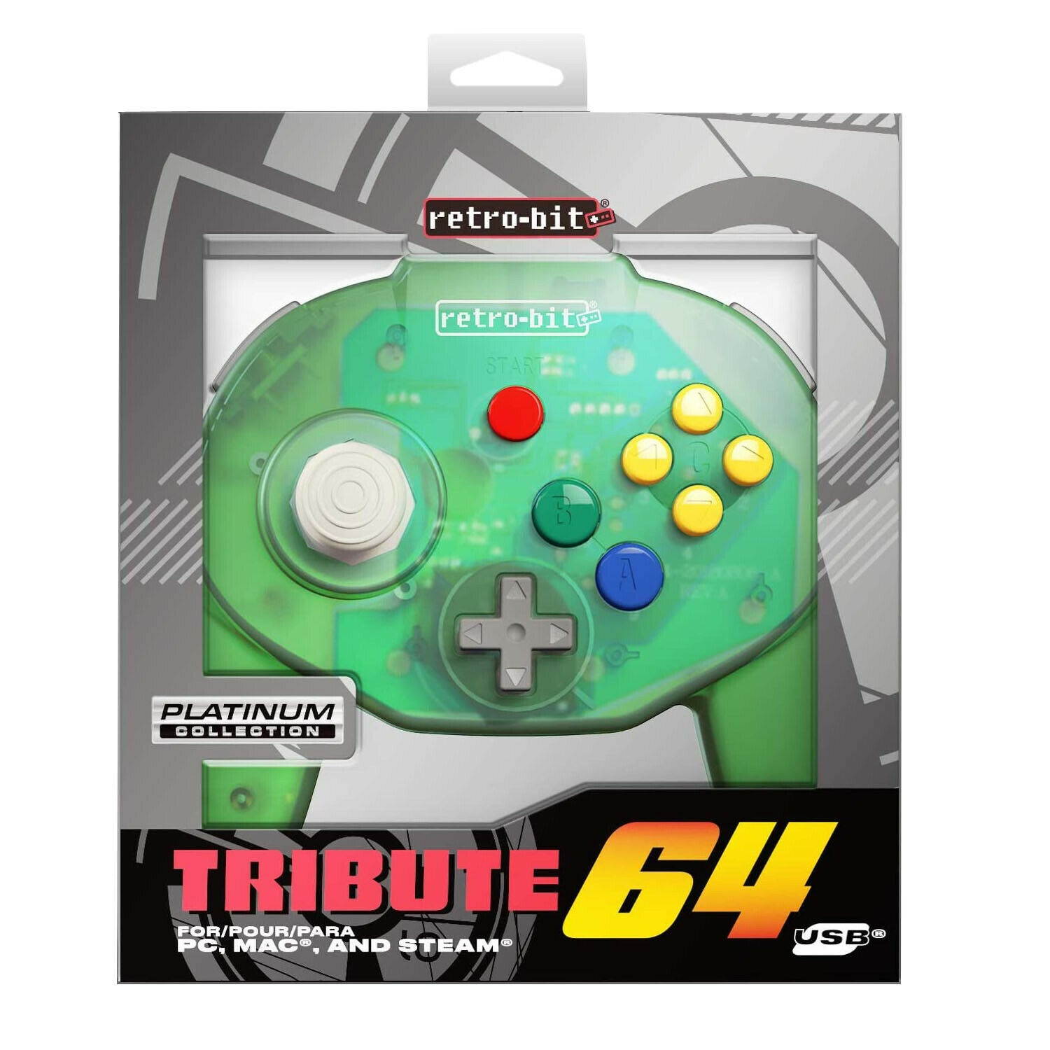 PC - GREEN TRIBUTE USB Gamepad Retro-Bit 10ft. Nintendo 64 N64 MAC Controller
