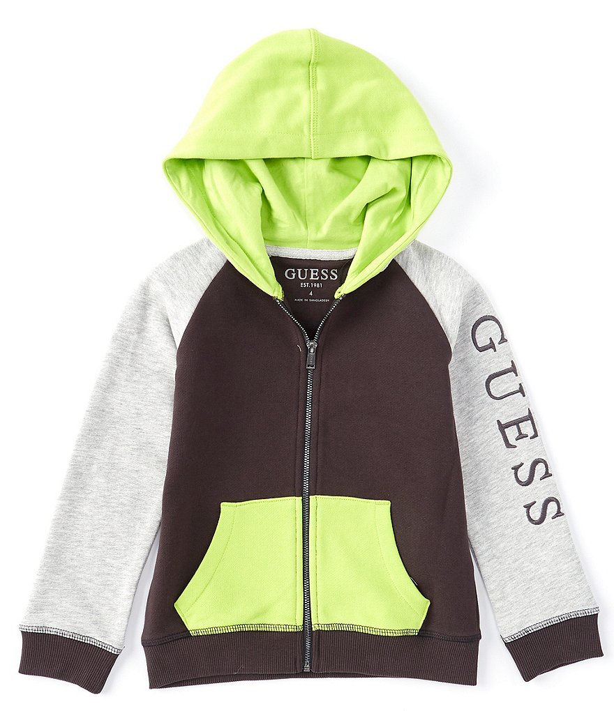 Guess Little Boys 2T-7 Long-Sleeve Guess Logo Color-Block Full-Zip Hoodie