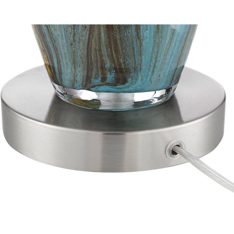 Possini Euro Design Industrial Table Lamp Oil Rubbed Bronze Clear Glass Burlap Tapered Drum Shade for Living Room Bedroom Bedside