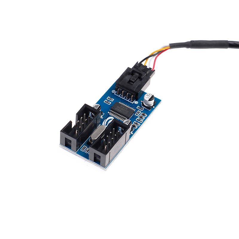 Plugadget 9pin USB header Male 1 to 2 Female Extension Cable Card Desktop 9-Pin USB HUB USB 2.0 9 pin Connector Port Multiplier