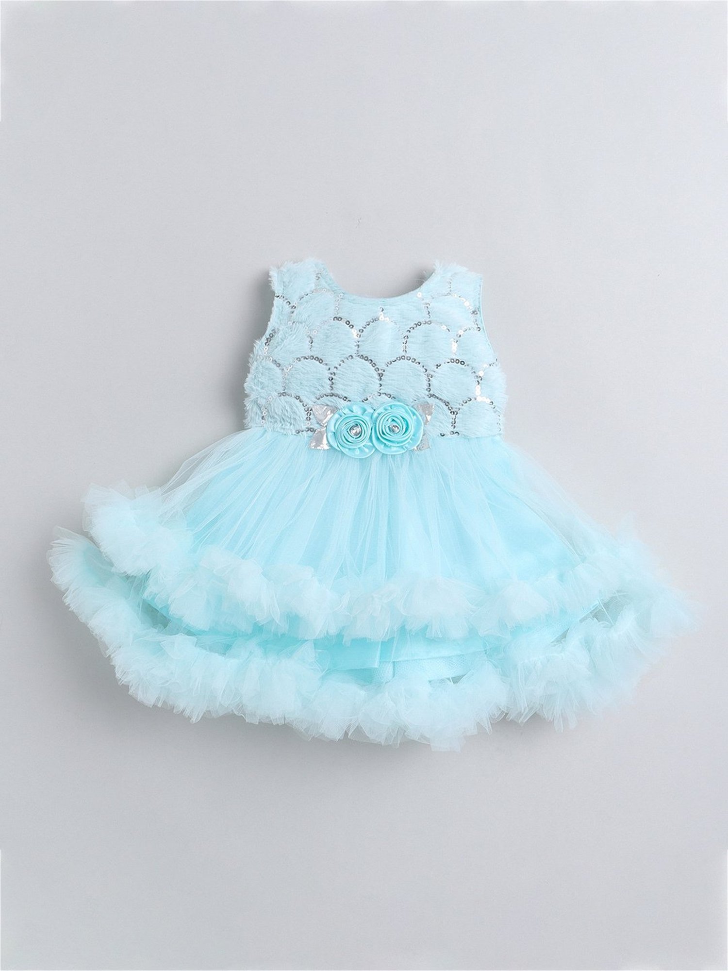 Many Frocks Kids Blue Embellished Dress