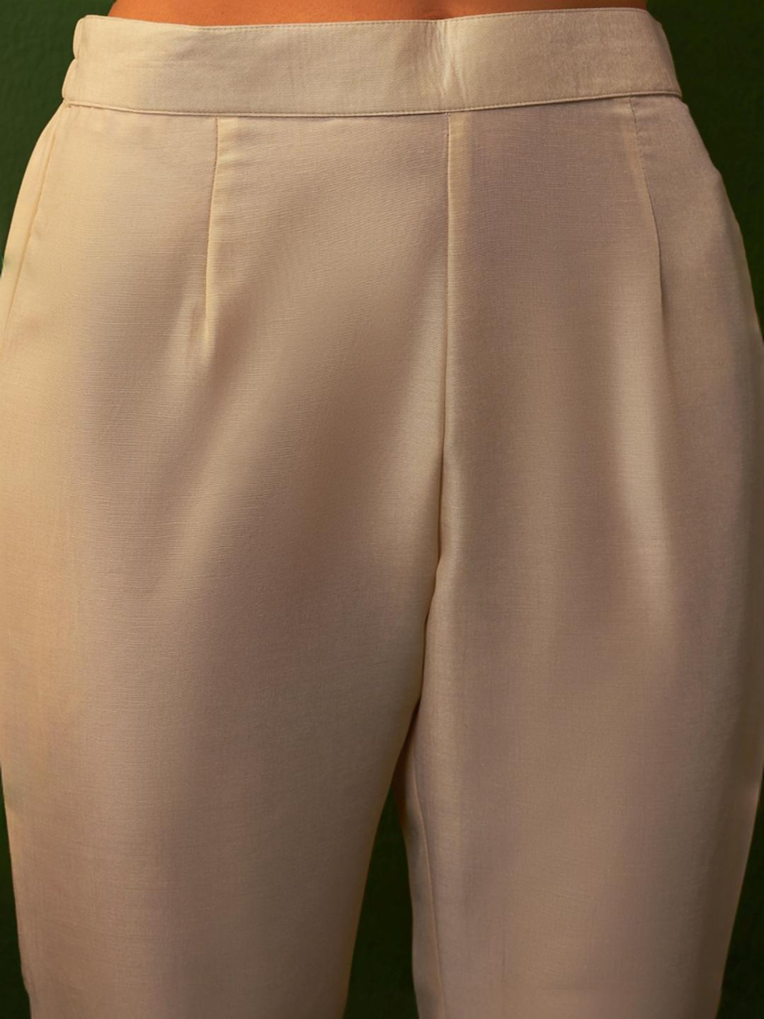 Ziyaa Beige Printed Kurta Pant Set With Dupatta