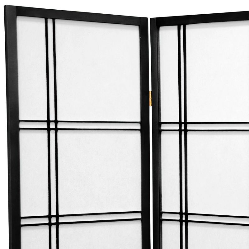 4 ft. Tall Double Cross Shoji Screen - Black (6 Panels) - Oriental Furniture