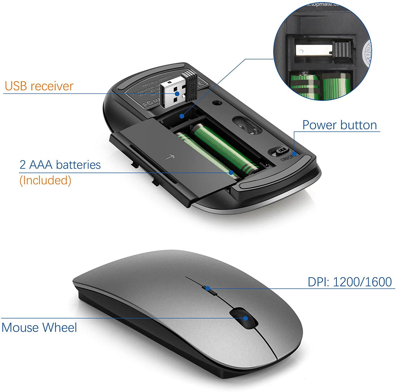 Wireless Keyboard and Mouse Combo, 2.4G Ultra Slim Compact Full Size Quiet Scissor Switch Keyboard and Mice Set for Windows, Mac OS, Laptop, PC - (White)